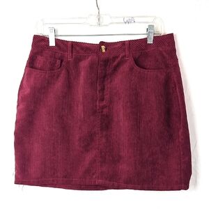 UNIQ Women's Maroon Burgundy Red Corduroy Mini Skirt